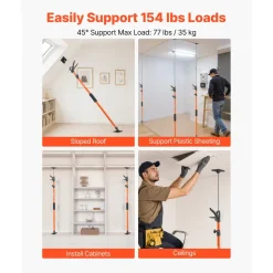 VEVOR Cabinet Jack Support Pole, 8-Pack, 45.7-114.2 Inch Steel Telescopic Quick Support Rod, Adjustable 3rd Hand System up to 154 lbs Capacity for Installing Cabinets, Lifting Drywall, Cargo Bars