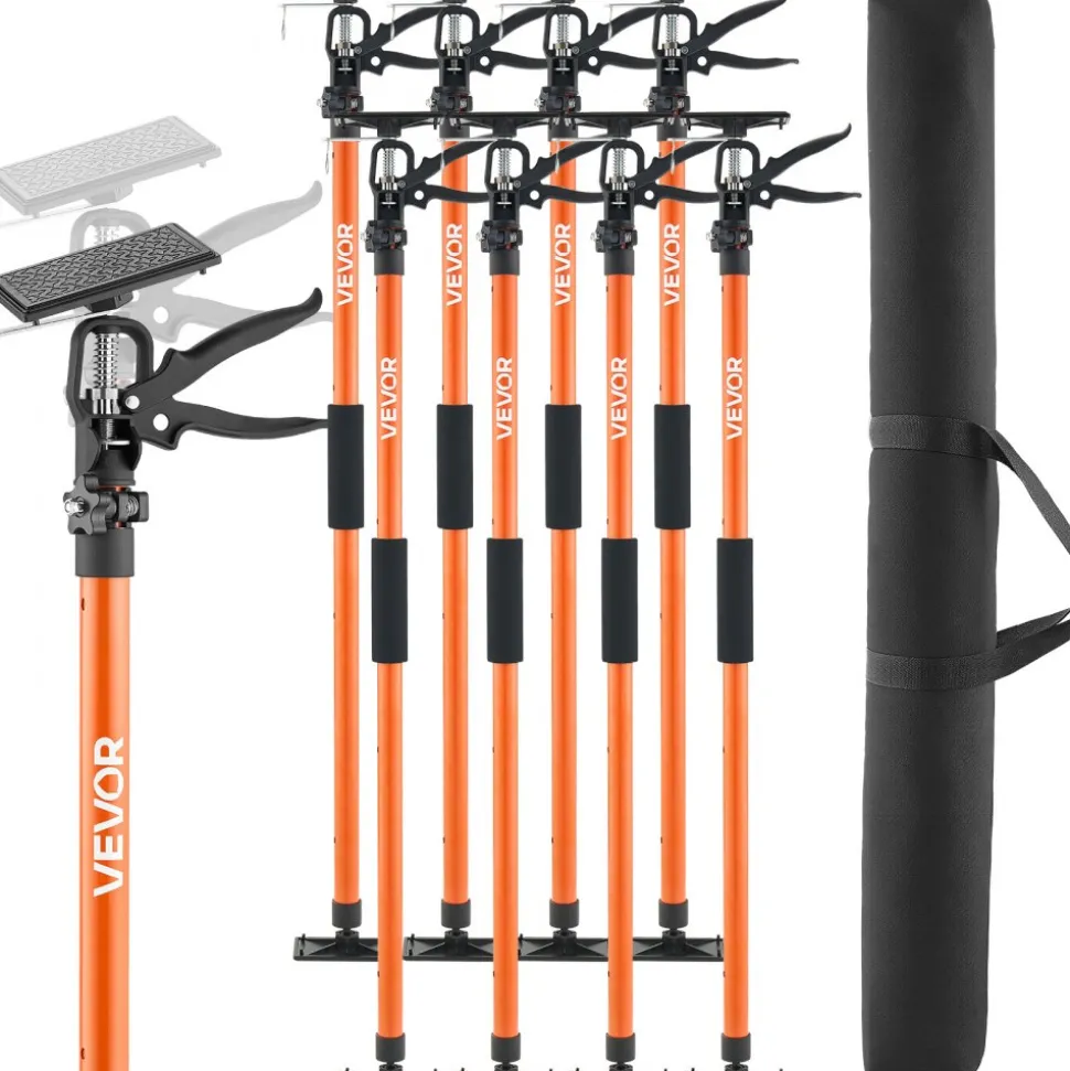VEVOR Cabinet Jack Support Pole, 8-Pack, 45.7-114.2 Inch Steel Telescopic Quick Support Rod, Adjustable 3rd Hand System up to 154 lbs Capacity for Installing Cabinets, Lifting Drywall, Cargo Bars