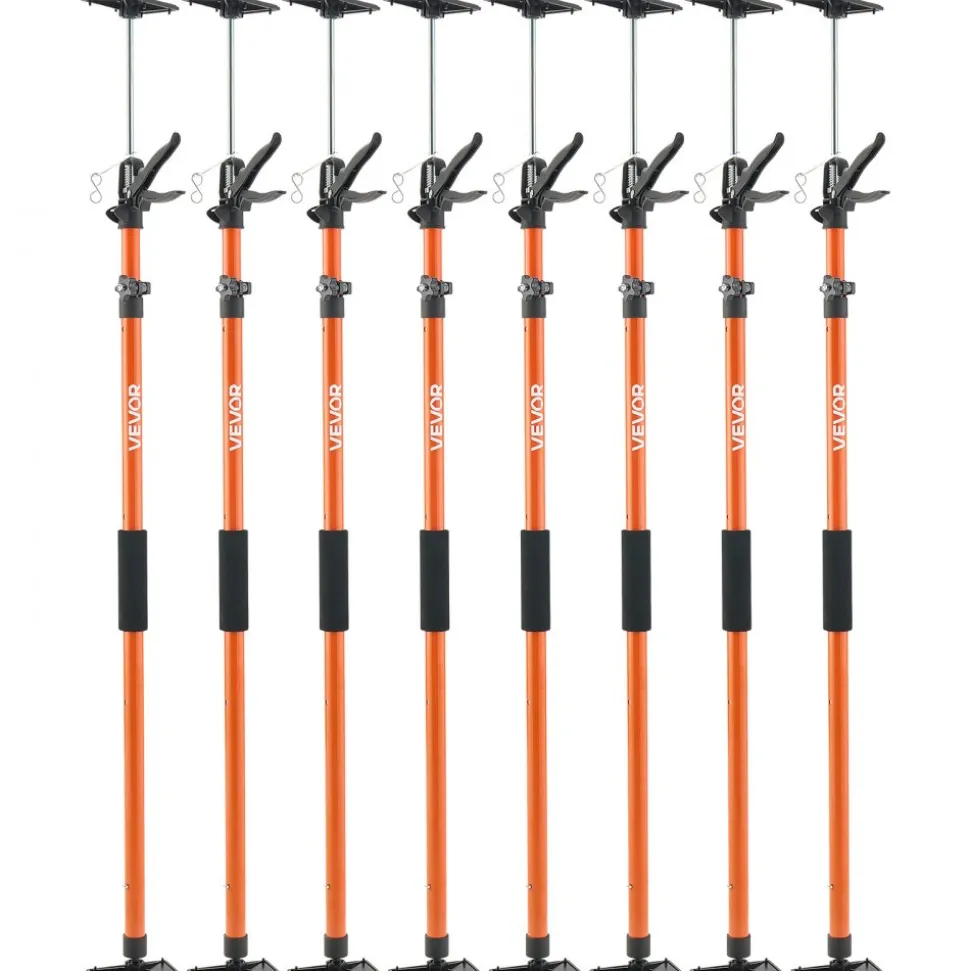 VEVOR Cabinet Jack Support Pole, 8-Pack, 45.7-114.2 Inch Steel Telescopic Quick Support Rod, Adjustable 3rd Hand System up to 154 lbs Capacity for Installing Cabinets, Lifting Drywall, Cargo Bars