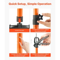 VEVOR Cabinet Jack Support Pole, 2-Pack, 20.8-45.3 Inch Steel Telescopic Quick Support Rod, Adjustable 3rd Hand System up to 154 lbs Capacity for Installing Cabinets, Lifting Drywall, Cargo Bars