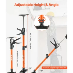 VEVOR Cabinet Jack Support Pole, 2-Pack, 20.8-45.3 Inch Steel Telescopic Quick Support Rod, Adjustable 3rd Hand System up to 154 lbs Capacity for Installing Cabinets, Lifting Drywall, Cargo Bars