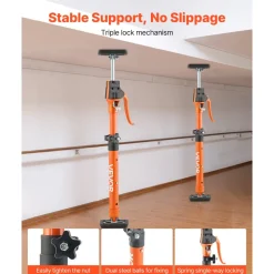 VEVOR Cabinet Jack Support Pole, 2-Pack, 25.4-45.3 Inch Steel Telescopic Quick Support Rod, Adjustable 3rd Hand System up to 220 lbs Capacity for Installing Cabinets, Lifting Drywall, Cargo Bars