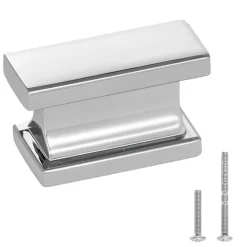 VEVOR Cabinet Knobs, 10 Pack, 1.42 Inch Zinc Alloy Drawer Pulls Door Handles, Rectangular Kitchen Dresser Solid Knobs, Cupboard Hardware with Screws for Bathroom Closet Cabinets Drawers, Chrome Color