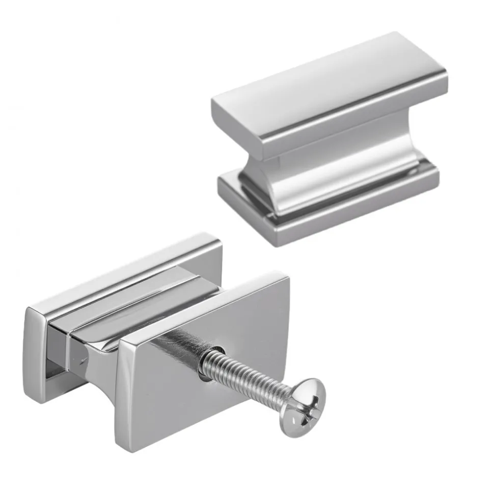 VEVOR Cabinet Knobs, 10 Pack, 1.42 Inch Zinc Alloy Drawer Pulls Door Handles, Rectangular Kitchen Dresser Solid Knobs, Cupboard Hardware with Screws for Bathroom Closet Cabinets Drawers, Chrome Color