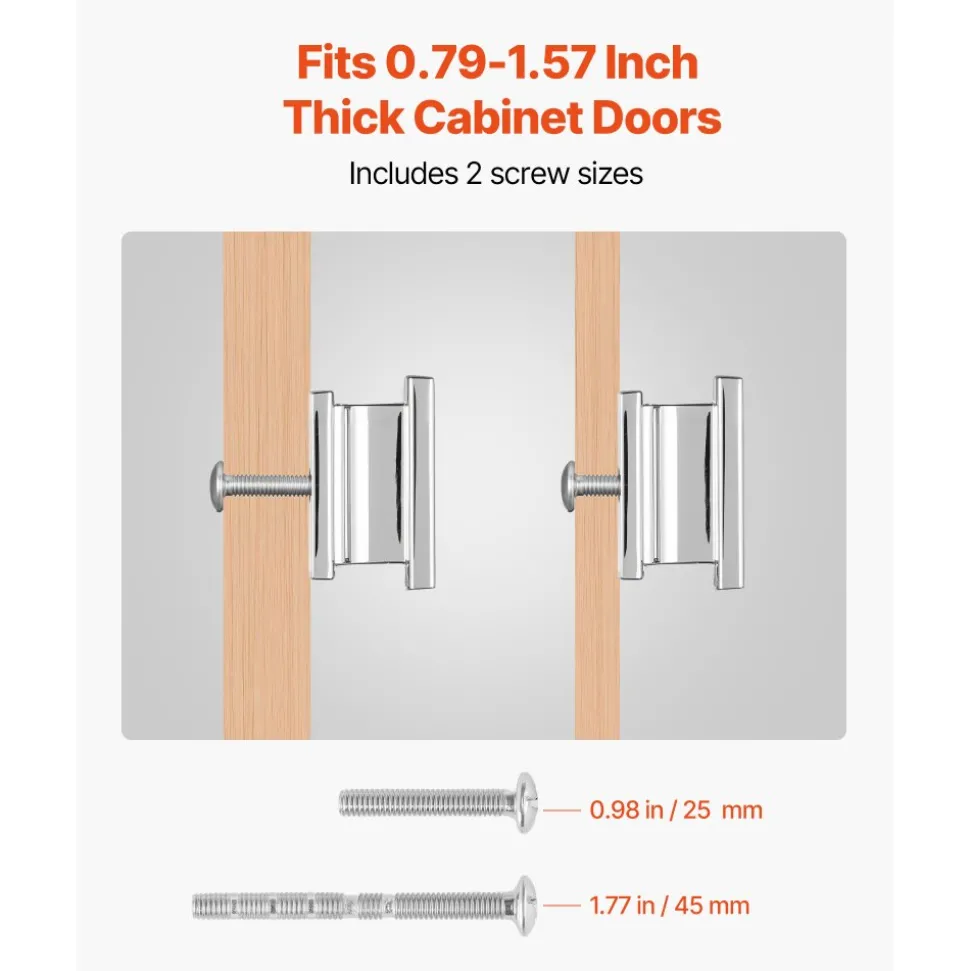 VEVOR Cabinet Knobs, 10 Pack, 1.42 Inch Zinc Alloy Drawer Pulls Door Handles, Rectangular Kitchen Dresser Solid Knobs, Cupboard Hardware with Screws for Bathroom Closet Cabinets Drawers, Chrome Color