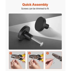 VEVOR Cabinet Knobs, 10 Pack, 1.26 Inch Black Zinc Alloy Drawer Pulls & Door Handles, Mushroom Kitchen Solid Knobs Dresser Handles, Cupboard Hardware with Screws for Bathroom Closet Cabinets Drawers
