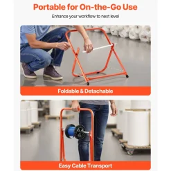 VEVOR Cable Caddy, Heavy Duty Steel Frame, Spool Holder for Electrical Wires, Portable Wire Dispenser for Up to 20 in Diameter Spools, 100 lbs Capacity for Cable Reels, Electrical Industrial Retail