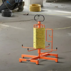 VEVOR Cable Dispenser, Floor or Stud Mounted, Wire Spool Rack, Portable Wire Rack Dispenser with Anti-Slip Metal Handle for Wiring Transport, Swivel Eyelet, for Electrical, Industrial and Retail Use
