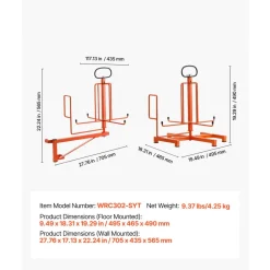 VEVOR Cable Dispenser, Floor or Stud Mounted, Wire Spool Rack, Portable Wire Rack Dispenser with Anti-Slip Metal Handle for Wiring Transport, Swivel Eyelet, for Electrical, Industrial and Retail Use