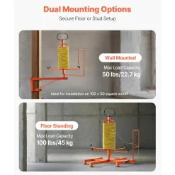 VEVOR Cable Dispenser, Floor or Stud Mounted, Wire Spool Rack, Portable Wire Rack Dispenser with Anti-Slip Metal Handle for Wiring Transport, Swivel Eyelet, for Electrical, Industrial and Retail Use
