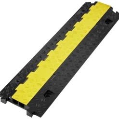 VEVOR Cable Protector Ramp, 2 Channel, 22000 lbs/axle Capacity Heavy Duty TPU Wire Cord Cover Ramp Hose Protector Ramp Driveway, Traffic Speed Bump with TPR Flip-Open Top Cover, for Indoor & Outdoor