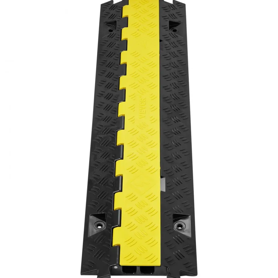 VEVOR Cable Protector Ramp, 2 Channel, 22000 lbs/axle Capacity Heavy Duty TPU Wire Cord Cover Ramp Hose Protector Ramp Driveway, Traffic Speed Bump with TPR Flip-Open Top Cover, for Indoor & Outdoor