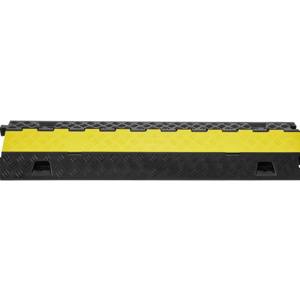 VEVOR Cable Protector Ramp, 2 Channel, 22000 lbs/axle Capacity Heavy Duty TPU Wire Cord Cover Ramp Hose Protector Ramp Driveway, Traffic Speed Bump with TPR Flip-Open Top Cover, for Indoor & Outdoor