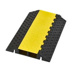VEVOR Cable Protector Ramp, 22,000 lbs/axle Capacity, 2 Channel Heavy Duty Rubber Cord Hose Wire Cover, 2.2 x 2 in Channel, Traffic Speed Bump with Flip-Open Top Cover, for Indoor Outdoor, 1 Pack