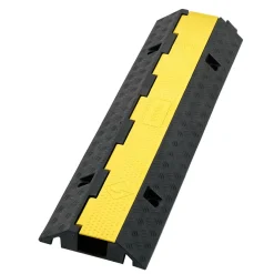 VEVOR Cable Protector Ramp, 22,000 lbs/axle Capacity, 1 Channel Heavy Duty Rubber Cord Hose Wire Cover, 2.76 x 1.97 in Channel, Traffic Speed Bump with Flip-Open Top Cover, for Indoor Outdoor, 1 Pack
