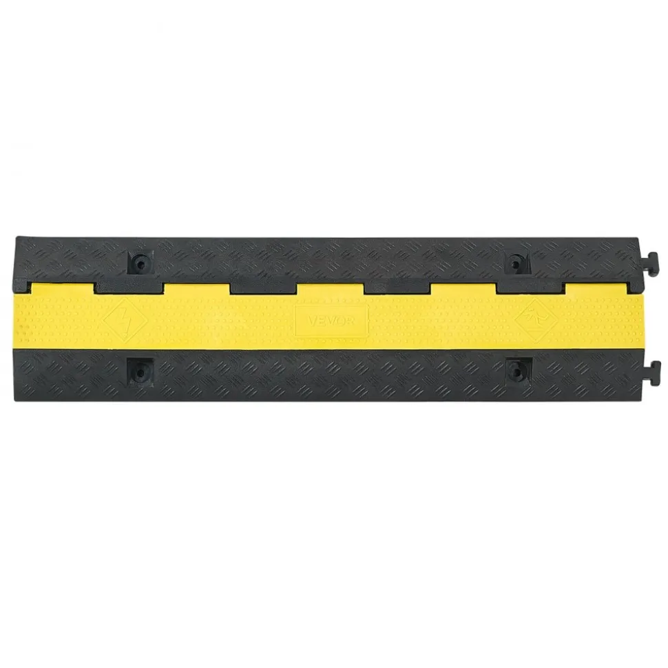 VEVOR Cable Protector Ramp, 22,000 lbs/axle Capacity, 1 Channel Heavy Duty Rubber Cord Hose Wire Cover, 2.76 x 1.97 in Channel, Traffic Speed Bump with Flip-Open Top Cover, for Indoor Outdoor, 1 Pack