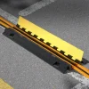 VEVOR Cable Protector Ramp, 22,000 lbs/axle Capacity, 2 Channel Heavy Duty TPU Cord Hose Wire Cover, 1.2 x 1.1 in Channel, Traffic Speed Bump with Flip-Open Top Cover, for Indoor Outdoor Use, 3 Pack