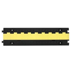 VEVOR Cable Protector Ramp, 22,000 lbs/axle Capacity, 2 Channel Heavy Duty TPU Cord Hose Wire Cover, 1.2 x 1.1 in Channel, Traffic Speed Bump with Flip-Open Top Cover, for Indoor Outdoor Use, 3 Pack