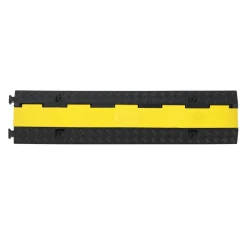 VEVOR Cable Protector Ramp, 22,000 lbs/axle Capacity, 2 Channel Heavy Duty Rubber Cord Hose Wire Cover, 1.3 x 1.2 in Channel, Traffic Speed Bump with Flip-Open Top Cover, for Indoor Outdoor, 1 Pack