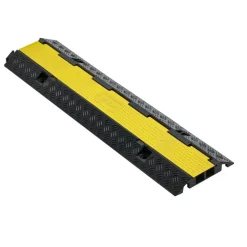 VEVOR Cable Protector Ramp, 22,000 lbs/axle Capacity, 2 Channel Heavy Duty Rubber Cord Hose Wire Cover, 1.3 x 1.2 in Channel, Traffic Speed Bump with Flip-Open Top Cover, for Indoor Outdoor, 1 Pack