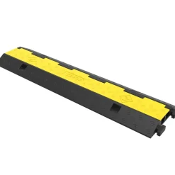 VEVOR Cable Protector Ramp, 4 Packs 2 Channels Speed Bump Hump, Rubber Modular Speed Bump Rated 11000 LBS Load Capacity, Protective Wire Cord Ramp Driveway Rubber Traffic Speed Bumps Cable Protector