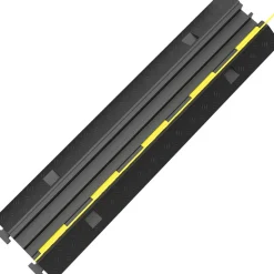 VEVOR Cable Protector Ramp, 4 Packs 2 Channels Speed Bump Hump, Rubber Modular Speed Bump Rated 11000 LBS Load Capacity, Protective Wire Cord Ramp Driveway Rubber Traffic Speed Bumps Cable Protector