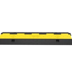 VEVOR Cable Protector Ramp, 4 Packs 2 Channels Speed Bump Hump, Rubber Modular Speed Bump Rated 11000 LBS Load Capacity, Protective Wire Cord Ramp Driveway Rubber Traffic Speed Bumps Cable Protector