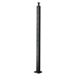 VEVOR Cable Railing Post, 42x1x2 Inch Corner Railing Post, with L-Shaped Pre-Drilled Holes, Stainless Steel Cable Rail Post with Horizontal and Curved Bracket, 1-Pack, Black, 1JZLGZXHS10607YXO001V0