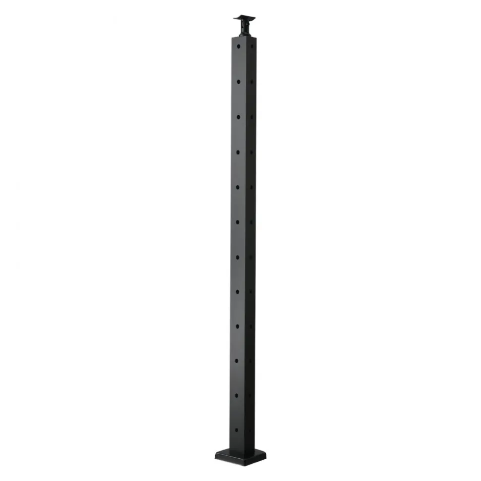 VEVOR Cable Railing Post, 42x1x2 Inch Corner Railing Post, with L-Shaped Pre-Drilled Holes, Stainless Steel Cable Rail Post with Horizontal and Curved Bracket, 1-Pack, Black, 1JZLGZXHS10607YXO001V0