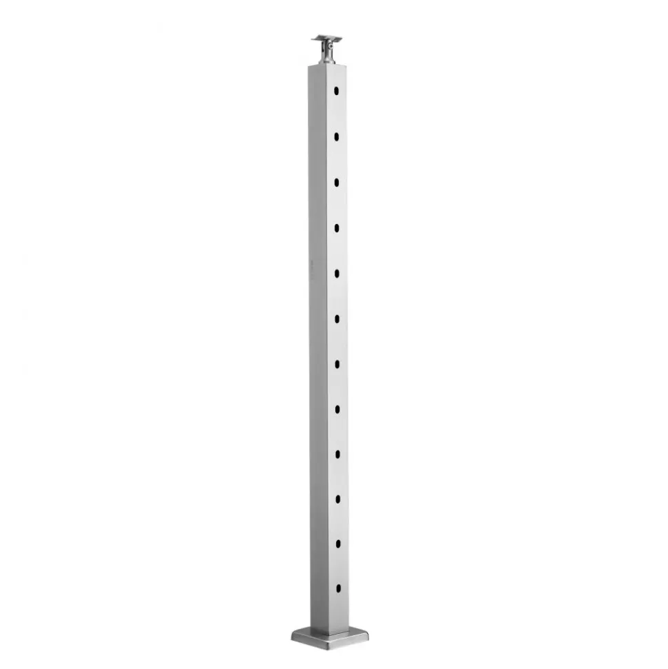 VEVOR Cable Railing Post, 36x1x2 Inch Corner Railing Post, with L-Shaped Pre-Drilled Holes, Stainless Steel Cable Rail Post with Horizontal and Curved Bracket, 1-Pack, Black, 1JZLGZXHS914IVCFL001V0