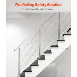 VEVOR Cable Railing Post, 36x1x2 Inch Corner Railing Post, with L-Shaped Pre-Drilled Holes, Stainless Steel Cable Rail Post with Horizontal and Curved Bracket, 1-Pack, Black, 1JZLGZXHS914IVCFL001V0