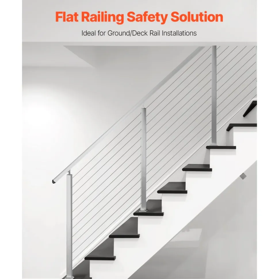 VEVOR Cable Railing Post, 36x1x2 Inch Corner Railing Post, with L-Shaped Pre-Drilled Holes, Stainless Steel Cable Rail Post with Horizontal and Curved Bracket, 1-Pack, Black, 1JZLGZXHS914IVCFL001V0