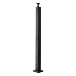 VEVOR Cable Railing Post, 36x2x2 Inch Stair Railing Post, with Pre-Drilled 30° Angled Holes, Stainless Steel Cable Rail Post with Horizontal and Curved Bracket, 1-Pack, Black, 1JZLGZXHS914YIVIS001V0