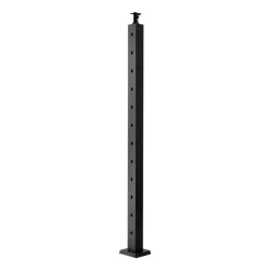 VEVOR Cable Railing Post, 36x1x2 Inch Stair Railing Post, with Pre-Drilled 30° Angled Holes, Stainless Steel Cable Rail Post with Horizontal and Curved Bracket, 1-Pack, Black, 1JZLGZXHS91402OS1001V0