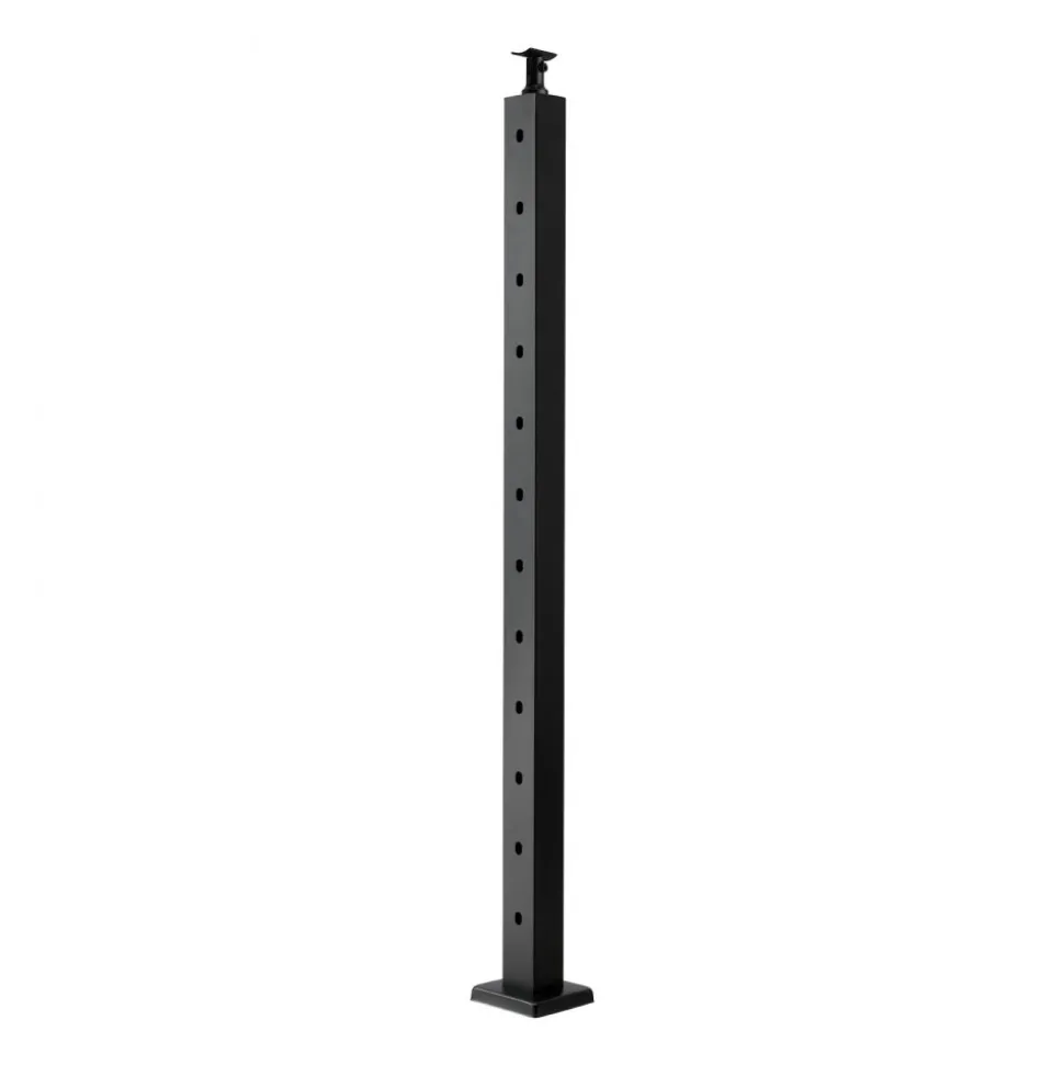 VEVOR Cable Railing Post, 36x1x2 Inch Stair Railing Post, with Pre-Drilled 30° Angled Holes, Stainless Steel Cable Rail Post with Horizontal and Curved Bracket, 1-Pack, Black, 1JZLGZXHS91402OS1001V0