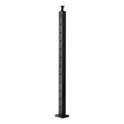 VEVOR Cable Railing Post, 36x1x2 Inch Stair Railing Post, with Pre-Drilled 30° Angled Holes, Stainless Steel Cable Rail Post with Horizontal and Curved Bracket, 1-Pack, Black, 1JZLGZXHS91402OS1001V0