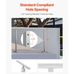 VEVOR Cable Railing Post, 36x1x2 Inch Level Deck Stair Posts, 1-Pack Stainless Steel Cable Handrail Post, Pre-Drilled Pickets with Mounting Bracket Stair Railing Kit, Silver, 1JZLGZXYS914I4BDB001V0