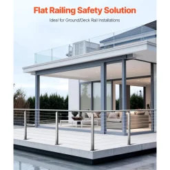 VEVOR Cable Railing Post, 36x1x2 Inch Level Deck Stair Posts, 1-Pack Stainless Steel Cable Handrail Post, Pre-Drilled Pickets with Mounting Bracket Stair Railing Kit, Silver, 1JZLGZXYS914I4BDB001V0