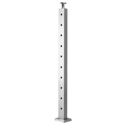 VEVOR Cable Railing Post, 36x1x2 Inch Level Deck Stair Posts, 1-Pack Stainless Steel Cable Handrail Post, Pre-Drilled Pickets with Mounting Bracket Stair Railing Kit, Silver, 1JZLGZXYS914I4BDB001V0