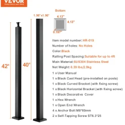 VEVOR Cable Railing Post, 42