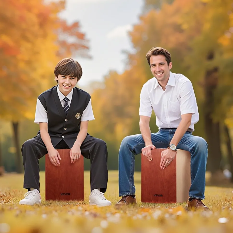 VEVOR Cajon Box Drum Birch Wood Percussion Instrument Guitar Strings with Travel Bag
