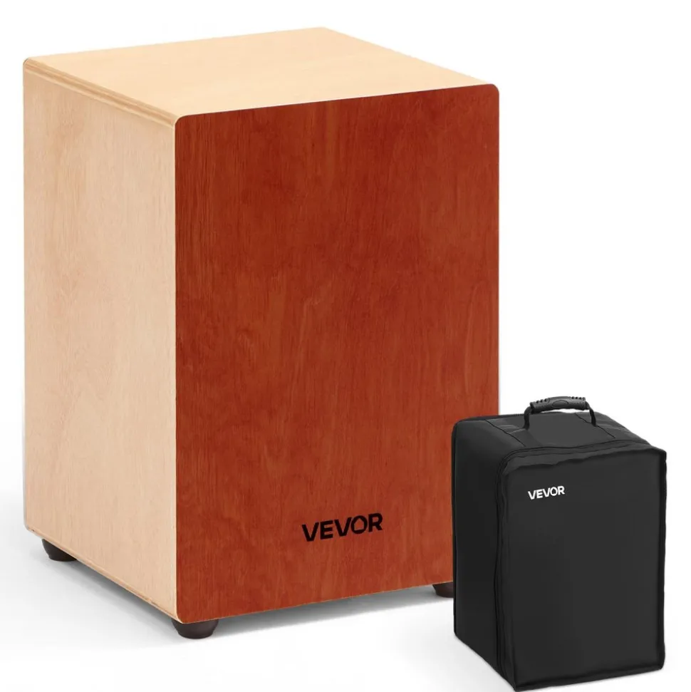 VEVOR Cajon Box Drum Birch Wood Percussion Instrument Guitar Strings with Travel Bag