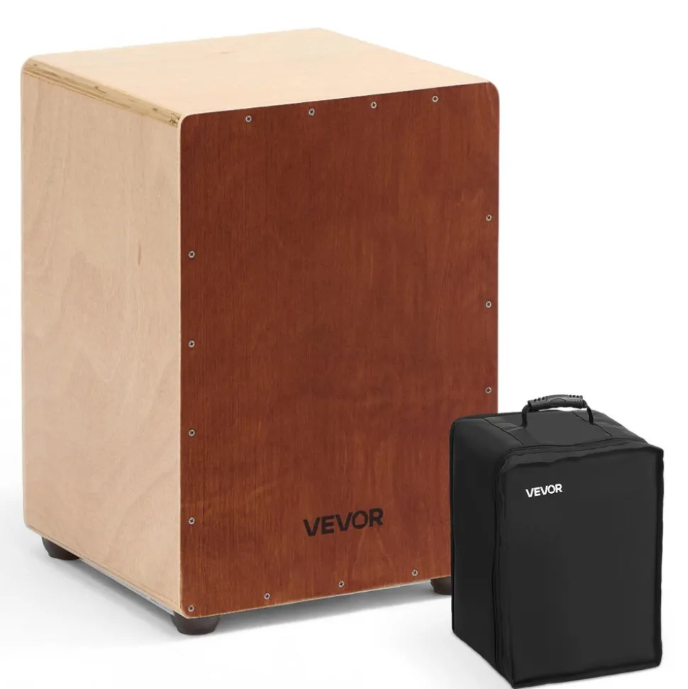 VEVOR Cajon Box Drum Wooden Birchwood Percussion Instrument Snare Wires Travel Bag