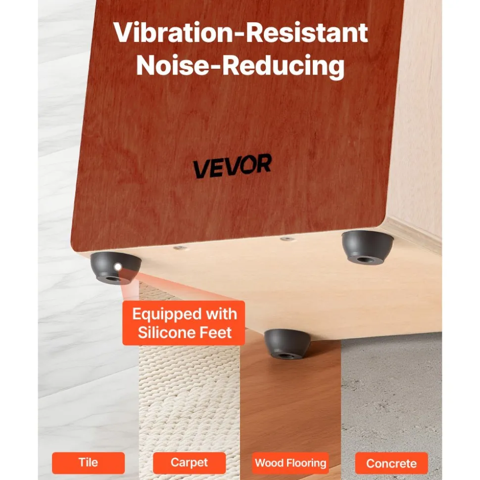 VEVOR Cajon Box Drum Wooden Percussion Instrument Drum with Guitar Strings Birch Wood