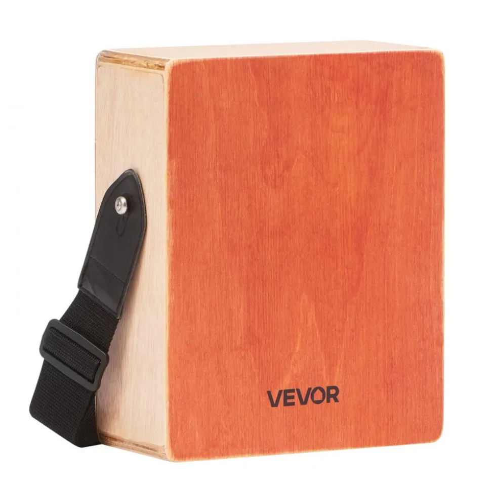 VEVOR Cajon Box Drum Wood Percussion Instrument with Guitar Strings Travel Bag Strap