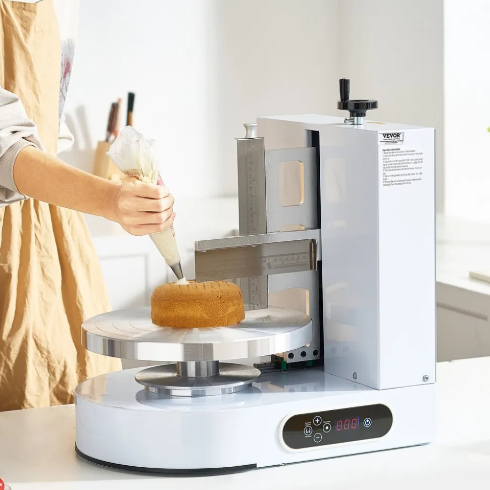 VEVOR Cake Decorating Machine, Cake Cream Spreading Coating Smearing Machine, Low Noise Cake Frosting Machine, Turntable with Adjustable Scraper, for 4" to 12" Cake, 25-320RPM Rotating Speed, White