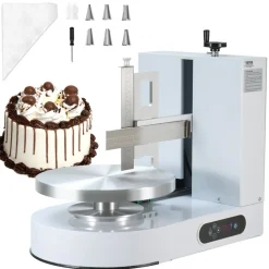 VEVOR Cake Decorating Machine, Cake Cream Spreading Coating Smearing Machine, Low Noise Cake Frosting Machine, Turntable with Adjustable Scraper, for 6" to 14" Cake, 25-320RPM Rotating Speed, White
