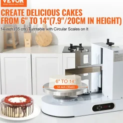 VEVOR Cake Decorating Machine, Cake Cream Spreading Coating Smearing Machine, Low Noise Cake Frosting Machine, Turntable with Adjustable Scraper, for 6