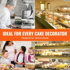 VEVOR Cake Decorating Machine, Cake Cream Spreading Coating Smearing Machine, Low Noise Cake Frosting Machine, Turntable with Adjustable Scraper, for 4" to 12" Cake, 25-320RPM Rotating Speed, Pink