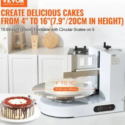 VEVOR Cake Decorating Machine, Cake Cream Spreading Coating Smearing Machine, Low Noise Cake Frosting Machine, Turntable with Adjustable Scraper, for 4